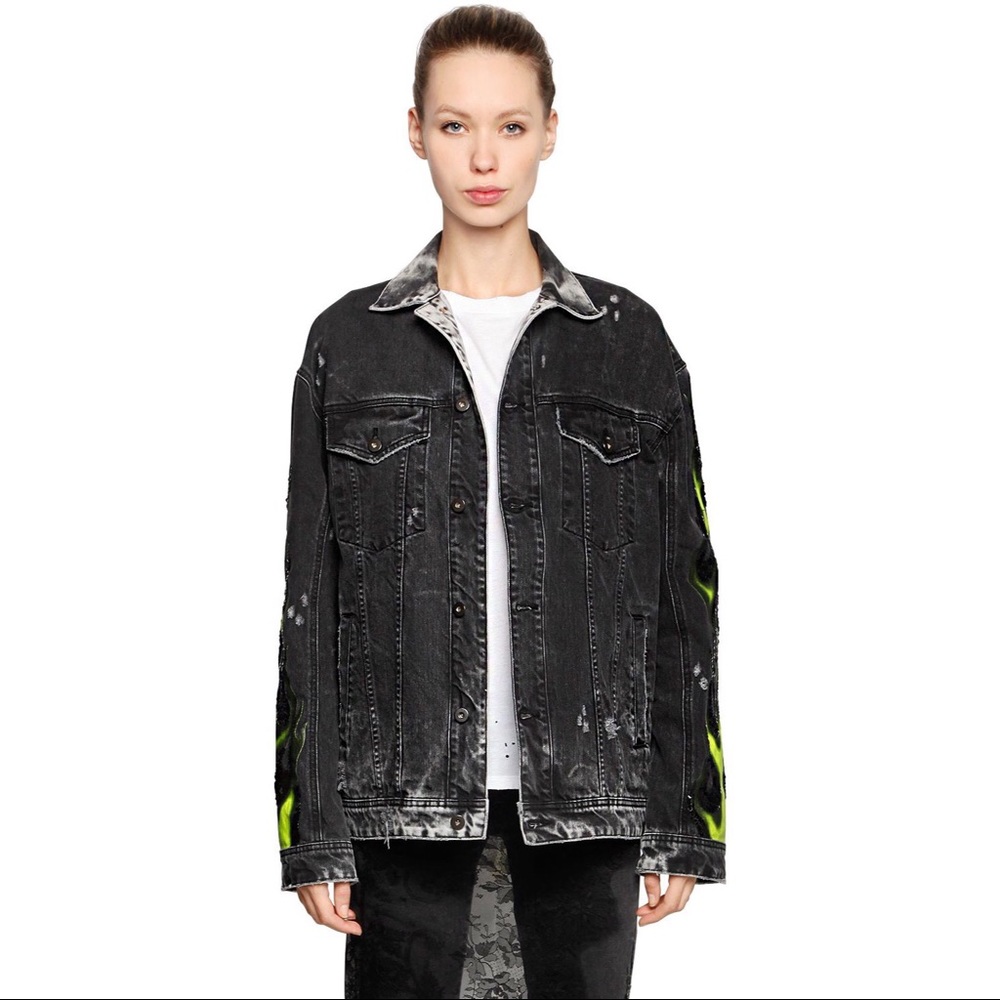 Filles A Papa Renegade Sequin Flame Denim Jacket